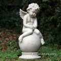 Incantevole giardino bianco statua di angelo di pietra di marmo bambini